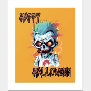 Spooky Zombie Boy Happy Halloween Posters and Art